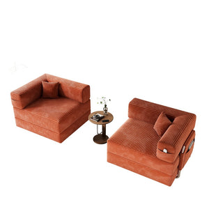 English Elm 5-in-1 Convertible Floor Sofa with Cloud Corduroy Upholstery for Studio Living Orange W1825P361003