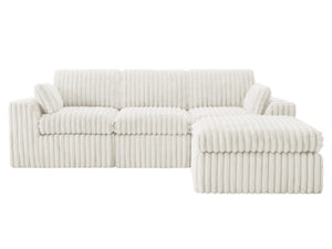 English Elm L Shaped Corduroy Sectional Sleeper Sofa Modular Space Saving Couch for Any Room Beige W1825S00038