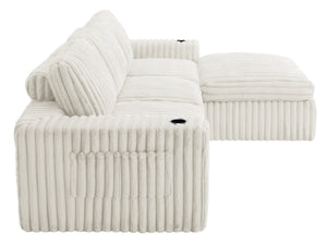 English Elm L Shaped Corduroy Sectional Sleeper Sofa Modular Space Saving Couch for Any Room Beige W1825S00038