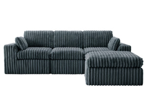 English Elm L Shaped Corduroy Sectional Sleeper Sofa Modular Space Saving Couch for Any Room Gray W1825S00040