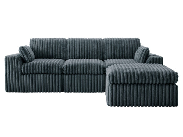 English Elm L Shaped Corduroy Sectional Sleeper Sofa Modular Space Saving Couch for Any Room Gray W1825S00040