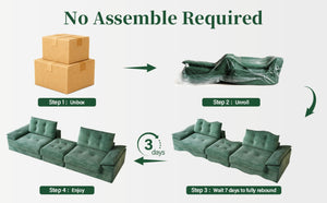 English Elm L Shaped Corduroy Sectional Modular Sofa with Chaise Cloud Cushions for Apartment Living Green W1825S00044