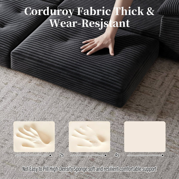 English Elm L Shaped Corduroy Sectional Modular Sofa with Chaise Cloud Cushions for Apartment Living W1825S00045