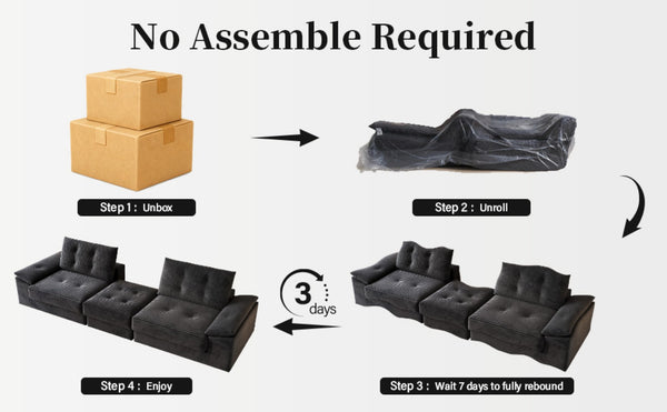 English Elm L Shaped Corduroy Sectional Modular Sofa with Chaise Cloud Cushions for Apartment Living W1825S00045