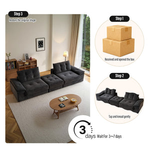 English Elm L Shaped Corduroy Sectional Modular Sofa with Chaise Cloud Cushions for Apartment Living W1825S00045