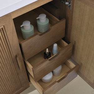 English Elm Fully Assembled 48 Inch Rubberwood Bathroom Vanity with Carrara Marble Top and Soft Close W1826P449924