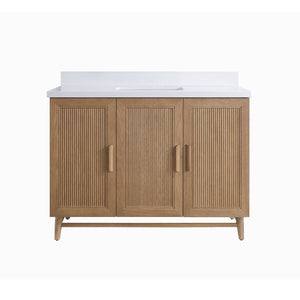 English Elm Fully Assembled 48 Inch Rubberwood Bathroom Vanity with Carrara Marble Top and Soft Close W1826P449924