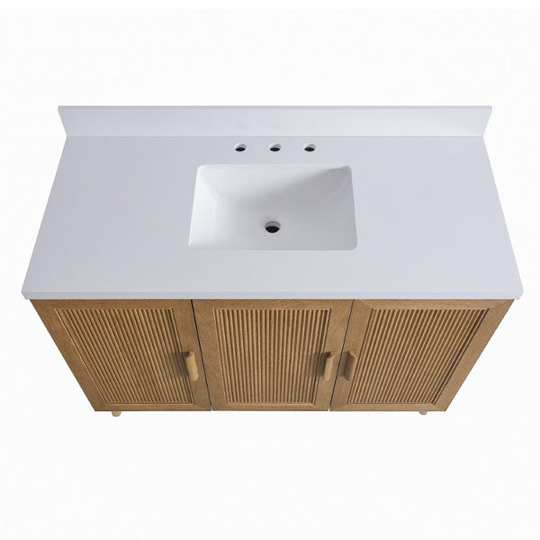 English Elm Fully Assembled 48 Inch Rubberwood Bathroom Vanity with Carrara Marble Top and Soft Close W1826P449924