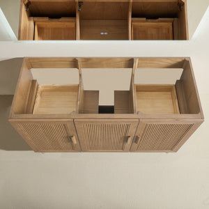 English Elm Fully Assembled 48 Inch Rubberwood Bathroom Vanity with Carrara Marble Top and Soft Close W1826P449924