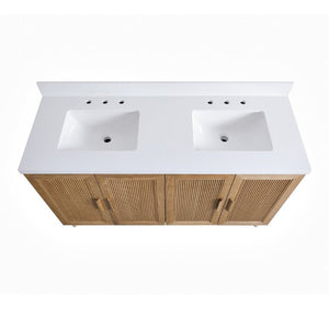 English Elm Fully Assembled 60 Inch Single Sink Vanity Solid Rubberwood Cabinet Carrara Style Top W1826P449925