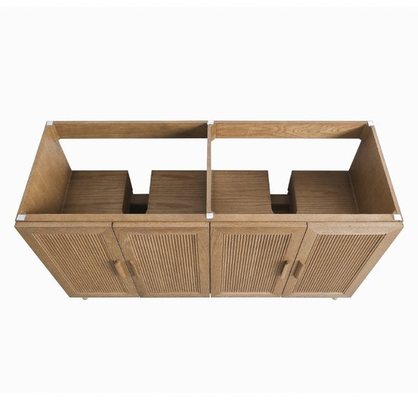 English Elm Fully Assembled 60 Inch Single Sink Vanity Solid Rubberwood Cabinet Carrara Style Top W1826P449925