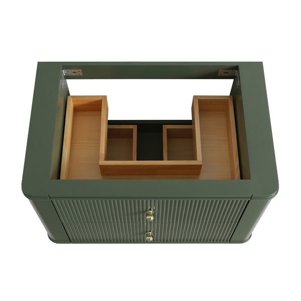 English Elm 30" Floating Wall Mounted Sage Green Vanity with Acrylic Basin Two Soft Close Drawers W1826P449926