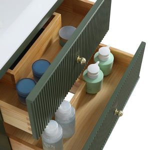 English Elm 30" Floating Wall Mounted Sage Green Vanity with Acrylic Basin Two Soft Close Drawers W1826P449926