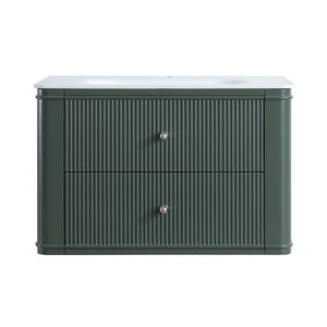 English Elm 30" Floating Wall Mounted Sage Green Vanity with Acrylic Basin Two Soft Close Drawers W1826P449926