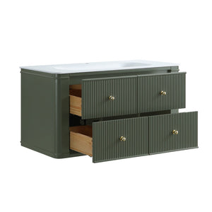 English Elm 36" Floating Sage Green Bathroom Vanity with Integrated Acrylic Basin Two Drawers W1826P449927