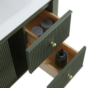 English Elm 36" Floating Sage Green Bathroom Vanity with Integrated Acrylic Basin Two Drawers W1826P449927