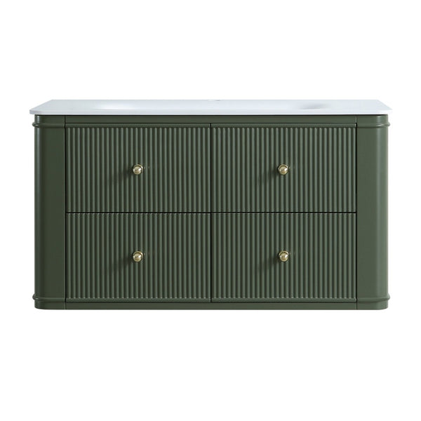 English Elm 36" Floating Sage Green Bathroom Vanity with Integrated Acrylic Basin Two Drawers W1826P449927