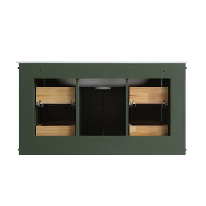 English Elm 36" Floating Sage Green Bathroom Vanity with Integrated Acrylic Basin Two Drawers W1826P449927