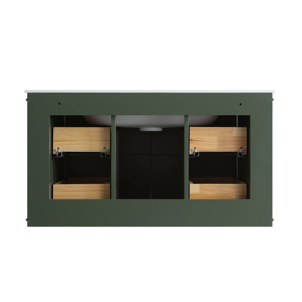 English Elm 36" Floating Sage Green Bathroom Vanity with Integrated Acrylic Basin Two Drawers W1826P449927