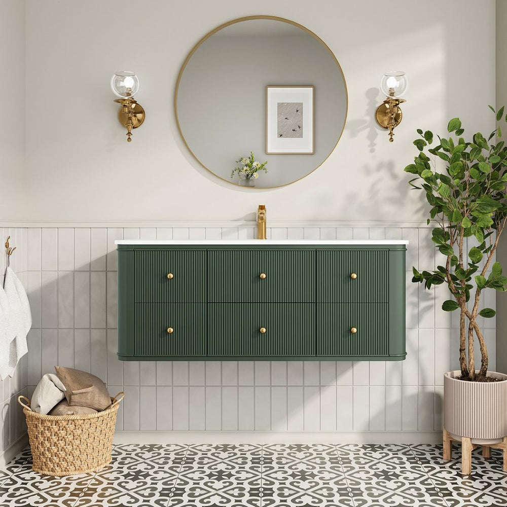 English Elm 48" Sage Green Floating Bathroom Vanity with Seamless Acrylic Basin and Soft-close Drawers W1826P449928