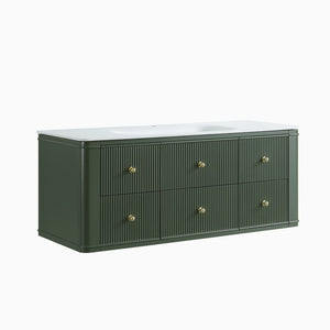 English Elm 48" Sage Green Floating Bathroom Vanity with Seamless Acrylic Basin and Soft-close Drawers W1826P449928
