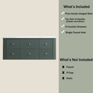 English Elm 48" Sage Green Floating Bathroom Vanity with Seamless Acrylic Basin and Soft-close Drawers W1826P449928