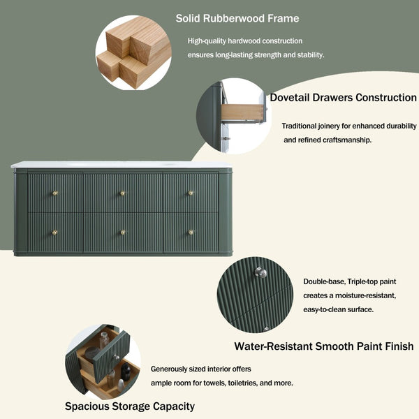 English Elm 48" Sage Green Floating Bathroom Vanity with Seamless Acrylic Basin and Soft-close Drawers W1826P449928