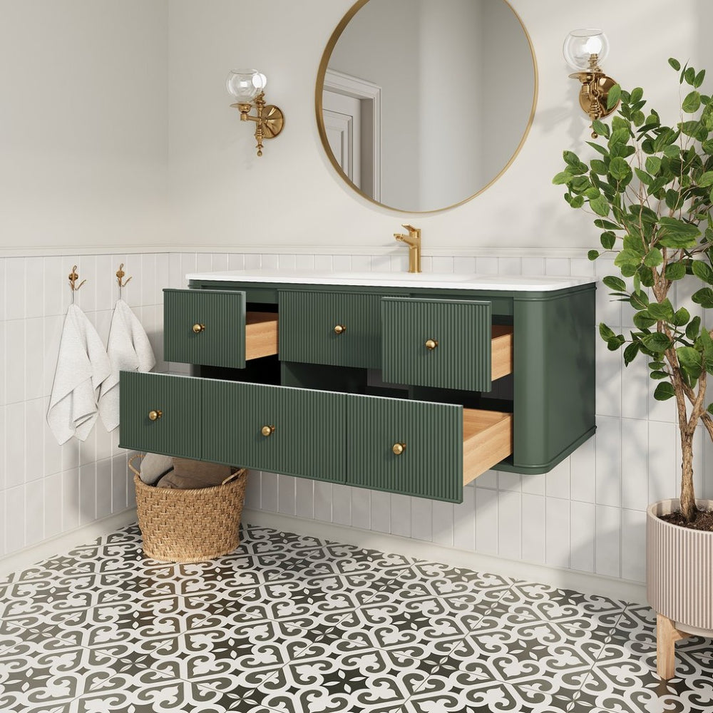 English Elm 48" Sage Green Floating Bathroom Vanity with Seamless Acrylic Basin and Soft-close Drawers W1826P449928
