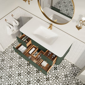 English Elm 48" Sage Green Floating Bathroom Vanity with Seamless Acrylic Basin and Soft-close Drawers W1826P449928