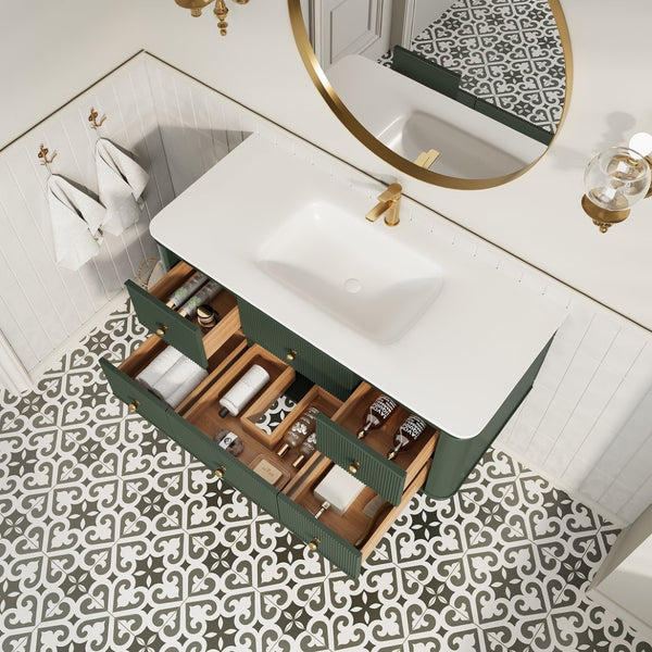 English Elm 48" Sage Green Floating Bathroom Vanity with Seamless Acrylic Basin and Soft-close Drawers W1826P449928