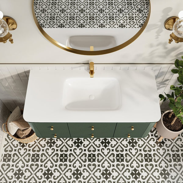 English Elm 48" Sage Green Floating Bathroom Vanity with Seamless Acrylic Basin and Soft-close Drawers W1826P449928
