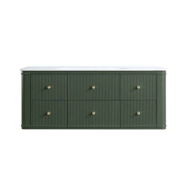 English Elm 48" Sage Green Floating Bathroom Vanity with Seamless Acrylic Basin and Soft-close Drawers W1826P449928