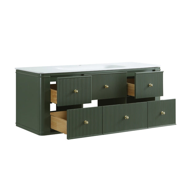 English Elm 48" Sage Green Floating Bathroom Vanity with Seamless Acrylic Basin and Soft-close Drawers W1826P449928