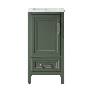English Elm Fully Assembled 18 Inch Bathroom Vanity with Ceramic Sink Top and Soft Close Doors Green W1826P499004