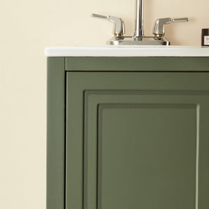 English Elm Fully Assembled 18 Inch Bathroom Vanity with Ceramic Sink Top and Soft Close Doors Green W1826P499004