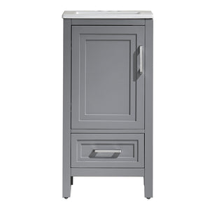 English Elm Fully Assembled 18 Inch Bathroom Vanity with Ceramic Sink Top and Soft Close Doors Grey W1826P499005