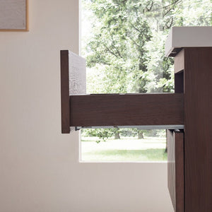 English Elm 24 Inch Floating Bathroom Vanity Dark Walnut Plywood Cabinet Integrated Acrylic Basin W1826P527581