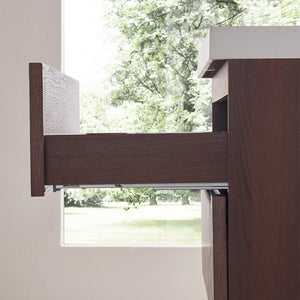 English Elm 36 Inch Floating Bathroom Vanity in Dark Walnut with Integrated Acrylic Basin Two Drawers W1826P527589
