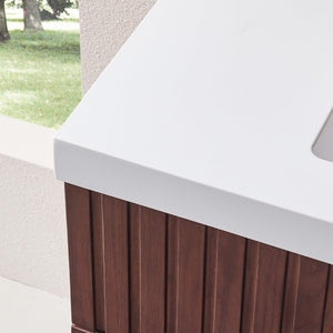 English Elm 36 Inch Floating Bathroom Vanity in Dark Walnut with Integrated Acrylic Basin Two Drawers W1826P527589