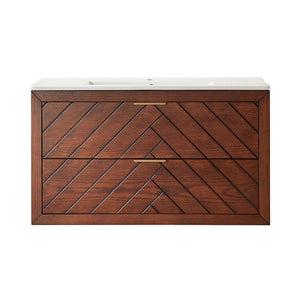 English Elm Pre-Assembled Floating Bathroom Vanity with Ceramic Sink and Two Deep Storage Drawers W1826S00007