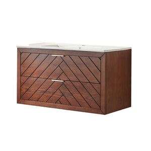English Elm Pre-Assembled Floating Bathroom Vanity with Ceramic Sink and Two Deep Storage Drawers W1826S00007