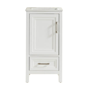 English Elm Fully Assembled White Bathroom Vanity with Ceramic Top and Soft Close Doors W1826S00009