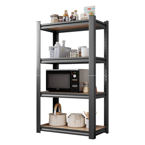 English Elm 4-layer Steel and Mdf Open Shelving Unit Heavy Duty Storage Rack for Garage or Kitchen W1831P372651