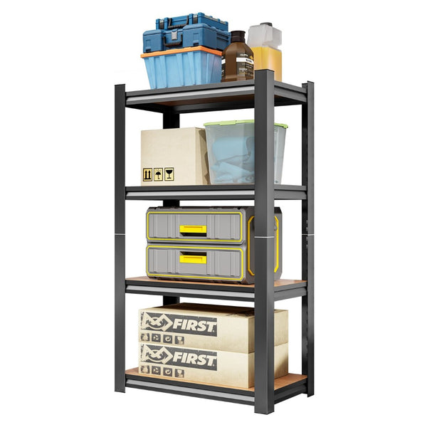 English Elm 4-layer Steel and Mdf Open Shelving Unit Heavy Duty Storage Rack for Garage or Kitchen W1831P372651