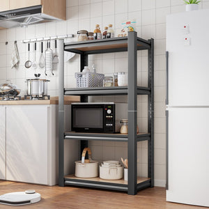 English Elm 4-layer Steel and Mdf Open Shelving Unit Heavy Duty Storage Rack for Garage or Kitchen W1831P372651