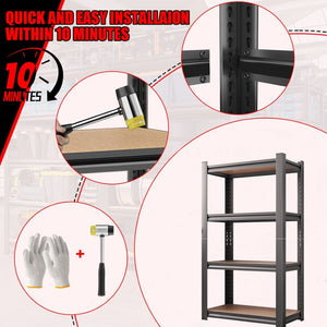English Elm 4-layer Steel and Mdf Open Shelving Unit Heavy Duty Storage Rack for Garage or Kitchen W1831P372651