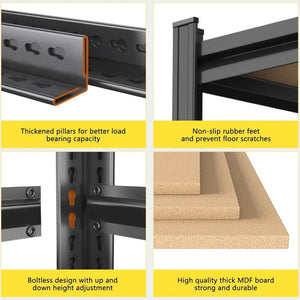 English Elm 4-layer Steel and Mdf Open Shelving Unit Heavy Duty Storage Rack for Garage or Kitchen W1831P372651