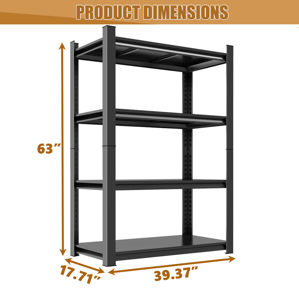 English Elm 63-Inch Heavy Duty Metal Shelving Unit 1200 Lb Capacity Adjustable 4-Tier Garage Rack W1831P519470