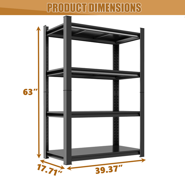 English Elm 63-Inch Heavy Duty Metal Shelving Unit 1200 Lb Capacity Adjustable 4-Tier Garage Rack W1831P519470