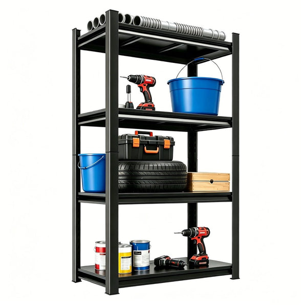 English Elm 63-Inch Heavy Duty Metal Shelving Unit 1200 Lb Capacity Adjustable 4-Tier Garage Rack W1831P519470
